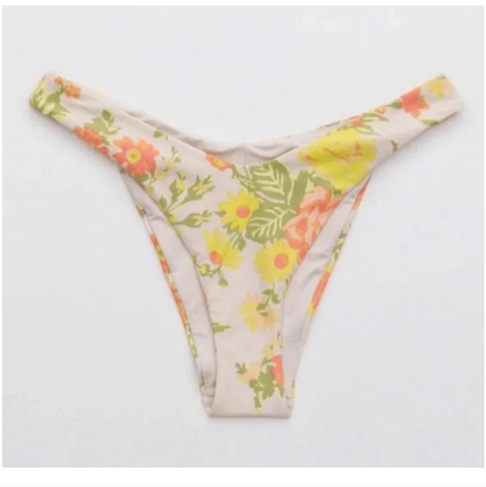 🍹AERIE RUFFLE SCOOP BIKINI TOP SIZE L & BOTTOM SIZE M - Picture 10 of 15